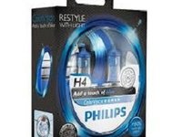 2 becuri Philips H4 ColorVision albastru 12V 60/55 W