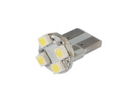 20 X Bec auto cu LED T10 1210 cu 4 SMD ALB 12V ( pret / 20 buc ) AL-090221-2