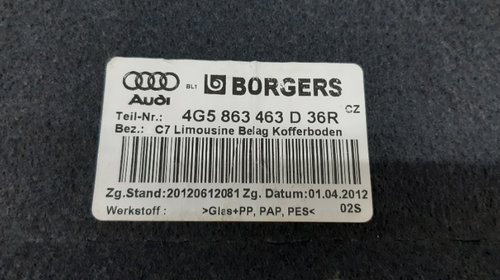 4G5863463 Mocheta Portbagaj / Pres Portbagaj Audi A6 C7 4G 2011/2012/2013/2014/2015/2016/2017/2018