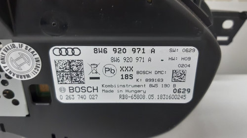 8W6920971A Ceasuri Bord Audi A5 F5/ A4 B9 2017 2018 2019 2020