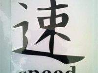 Abtibild scris chinezesc diverse scrisuri DZ 24 "Speed" negru reflectorizant