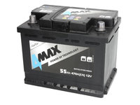 Acumulator 4MAX 12V 55Ah/470A R+ borna standard 242x175x190 B13 - flansa de montare 10.5 mm pornire 4MAX BAT55/470R/4MAX