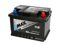 Acumulator 4MAX 12V 62Ah/550A R+ borna standard 242x175x175 B13 - flansa de montare 10.5 mm pornire 4MAX BAT62/550R/4MAX