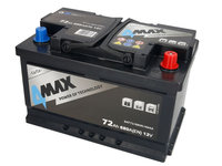 Acumulator 4MAX 12V 72Ah/680A R+ borna standard 278x175x175 B13 - flansa de montare 10.5 mm pornire 4MAX BAT72/680R/4MAX