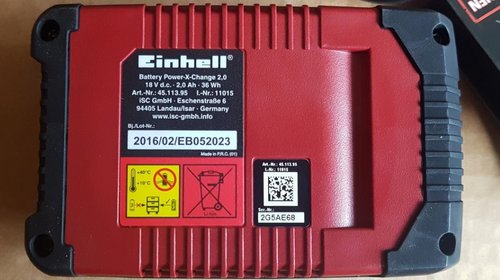 Acumulator pentru scule electrice Einhell Power XChange 18V 2,0 Ah, cod 4511395