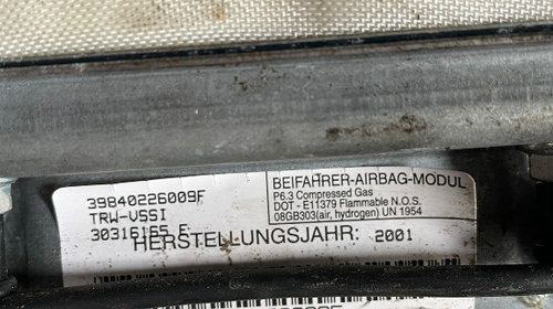 Airbag pasager BMW E53 X5; 39840226009F