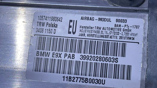 Airbag Pasager BMW Seria 3 E90 E91 E92 E93 2004 - 2011 Cod 34043943A 34043943 34081150D 34081150