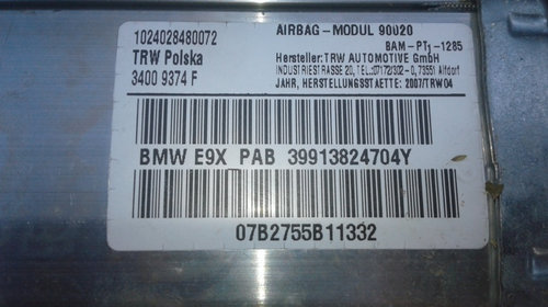 Airbag pasager BMW Seria 3, E90, E91, E92, E93, 34009374F