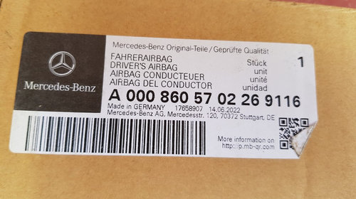 Airbag sofer NOU ORIGINAL Mercedes C Class W204 cod A0008605702