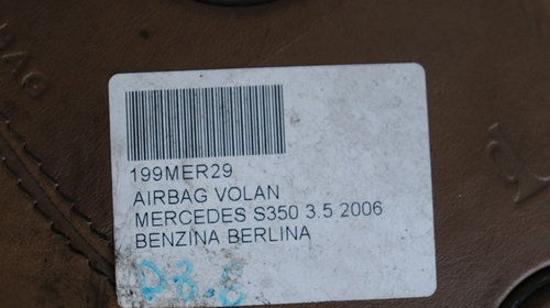 AIRBAG VOLAN MERCEDES S CLASS W221 / 2008 // AIRBAG + COMENZI VOLAN / COD - 61580330