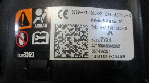 Airbag volan Opel(VAUXHALL) Adam 13357724, 1 