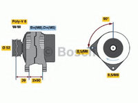 Alternator 0 986 041 280 BOSCH pentru Alfa romeo Gtv Alfa romeo 156 Alfa romeo 166 Alfa romeo Spider Alfa romeo 147 Alfa romeo Gt