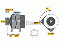 Alternator 0 986 045 241 BOSCH pentru Opel Vivaro Renault Laguna Volvo S40 Volvo V40 Renault Espace Opel Movano Mitsubishi Carisma Mitsubishi Space Renault Master Renault Trafic Renault Avantime Renault Vel Nissan Interstar Nissan Primastar