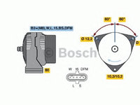 Alternator 0 986 048 100 BOSCH pentru Skoda Octavia Bmw Seria 6 Vw Passat Volvo S80 Mercedes-benz Vario Mercedes-benz Lkln2 Mercedes-benz Actros