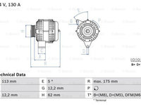 Alternator 0 986 048 801 BOSCH pentru Opel Astra Opel Signum Opel Vectra Opel Zafira