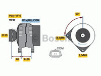 Alternator 0 986 049 030 BOSCH pentru Renault Megane Renault Grand Renault ScEnic Renault Symbol Renault Thalia Renault Modus Renault Clio Renault Euro Renault Gran Renault Fluence Dacia Lodgy Renault Kangoo Dacia Duster