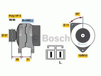 Alternator 0 986 081 060 BOSCH pentru Kia Venga Hyundai I30 Hyundai Elantra Hyundai Lavita Hyundai Matrix Kia Rio Kia Cerato Kia Spectra5 Kia Spectra Hyundai Accent Hyundai Verna Kia Cee d Kia Pro cee d Kia Soul Hyundai Avante