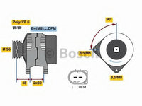 Alternator 0 986 081 230 BOSCH pentru Vw Passat Skoda Superb Vw Crafter Vw Cc Skoda Yeti