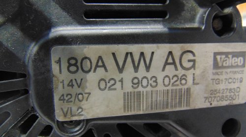 Alternator 021903026L VW PASSAT B6 180A / 2005-2010 / 2.0TDI / BKP / 103KW / 140CP