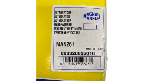 Alternator 2.0/2.4 TDI FIAT CAMPAGNOLA [ 1974 - 1989 ], IVECO TurboTech [ 1990 - 1993 ], IVECO Zeta [ 1979 - 1992 ] Magneti Marelli 063320025010