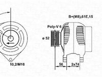 Alternator 943355067010 MAGNETI MARELLI pentru Skoda Octavia Vw Golf Vw Bora Vw Jetta Audi A2 Skoda Fabia Seat Leon Seat Toledo Seat Ibiza