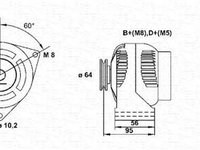 Alternator CITROEN BERLINGO MF MAGNETI MARELLI 943356566010