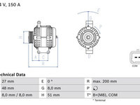 ALTERNATOR CITROEN C4 II (NC_) 1.6 THP 155 1.4 VTi 95 1.6 VTi 120 LPG 1.6 VTi 120 120cp 156cp 95cp BOSCH 0 986 048 740 2009 2010 2011 2012 2013 2014 2015 2016