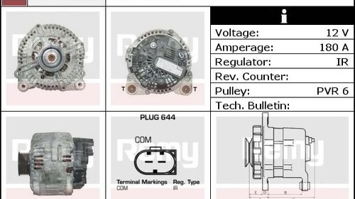 Alternator delco remy pt audi a6 4f, a8 4l, v