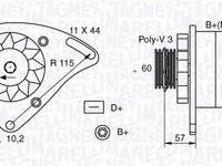 Alternator FIAT PUNTO (176) (1993 - 1999) MAGNETI MARELLI 063321173010