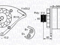 Alternator FIAT PUNTO Cabriolet 176C MAGNETI MARELLI 063321600010