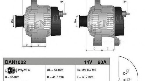 Alternator FIAT PUNTO EVO 199 DENSO DAN1002