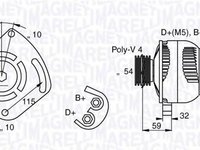 Alternator FIAT SEICENTO 600 187 MAGNETI MARELLI 063377001010