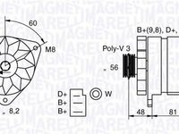 Alternator FORD ESCORT VII limuzina GAL AFL MAGNETI MARELLI 054022598010