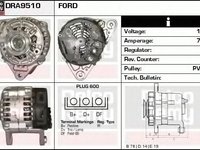 Alternator FORD FIESTA caroserie J5 J3 DELCOREMY DRA9510