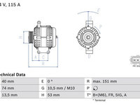 Alternator FORD FOCUS 2005-2011 BOSCH 0986049460