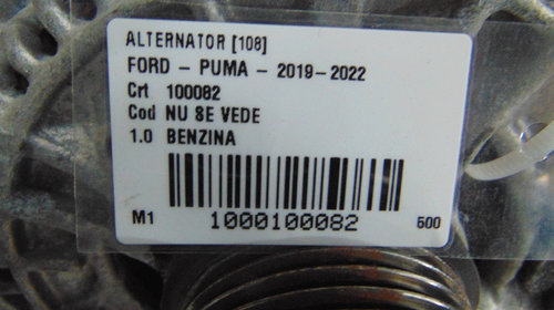 Alternator Ford Puma 2019-203, motor 1.0 benzina .