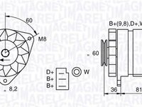 Alternator FORD TRANSIT bus E MAGNETI MARELLI 054022581010