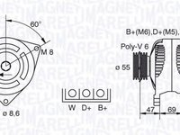 Alternator FORD TRANSIT TOURNEO MAGNETI MARELLI 063341345010