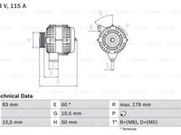 Alternator MERCEDES-BENZ CLK Cabriolet A208 BOSCH 0986041320