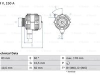 Alternator MERCEDES-BENZ S-CLASS cupe C215 BOSCH 0986041520