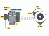 Alternator MERCEDES E-CLASS (W124) (1993 - 1995) Bosch 0 986 038 170