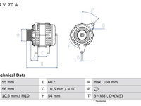 Alternator OPEL AGILA 2000-2007 BOSCH 0986044210