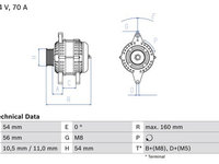 Alternator OPEL ASTRA 1998-2010 BOSCH 0986041260