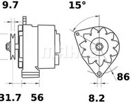 Alternator OPEL ASTRA F hatchback 53 54 58 59 MAHLE ORIGINAL MG347