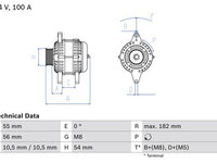 ALTERNATOR OPEL ASTRA G CLASSIC (T98) 1.6 16V (F08, F48) 1.4 16V (F08, F48) 101cp 90cp BOSCH 0 986 042 740 2004 2005 2006 2007 2008 2009