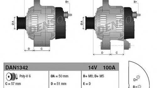 Alternator OPEL COMBO 71 DENSO DAN1342