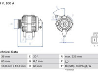 Alternator OPEL MERIVA 2003-2010 BOSCH 0986043981