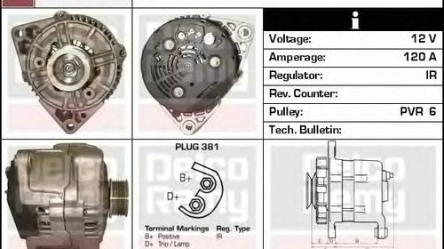 Alternator OPEL VECTRA B 36 DELCOREMY DRA9250