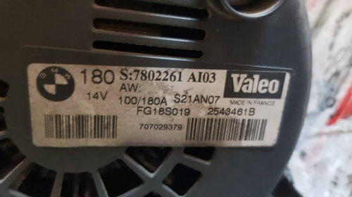 Alternator original Valeo 180A BMW seria 1 E87 116d 2.0 116 CP cod 7802261