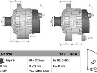 Alternator PEUGEOT 107 (PM_, PN_) DENSO DAN1036